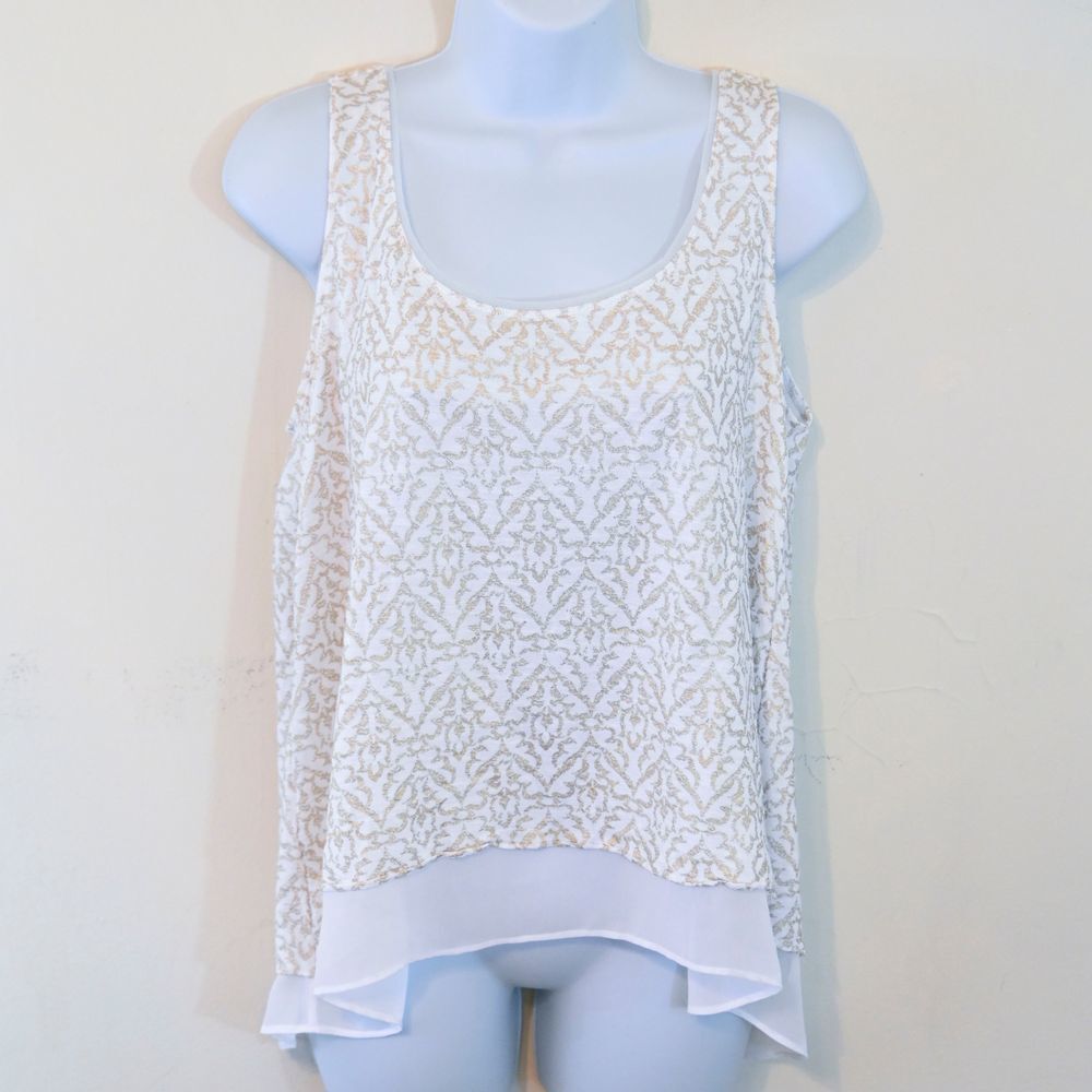 White House Black Market Gold Ivory Top